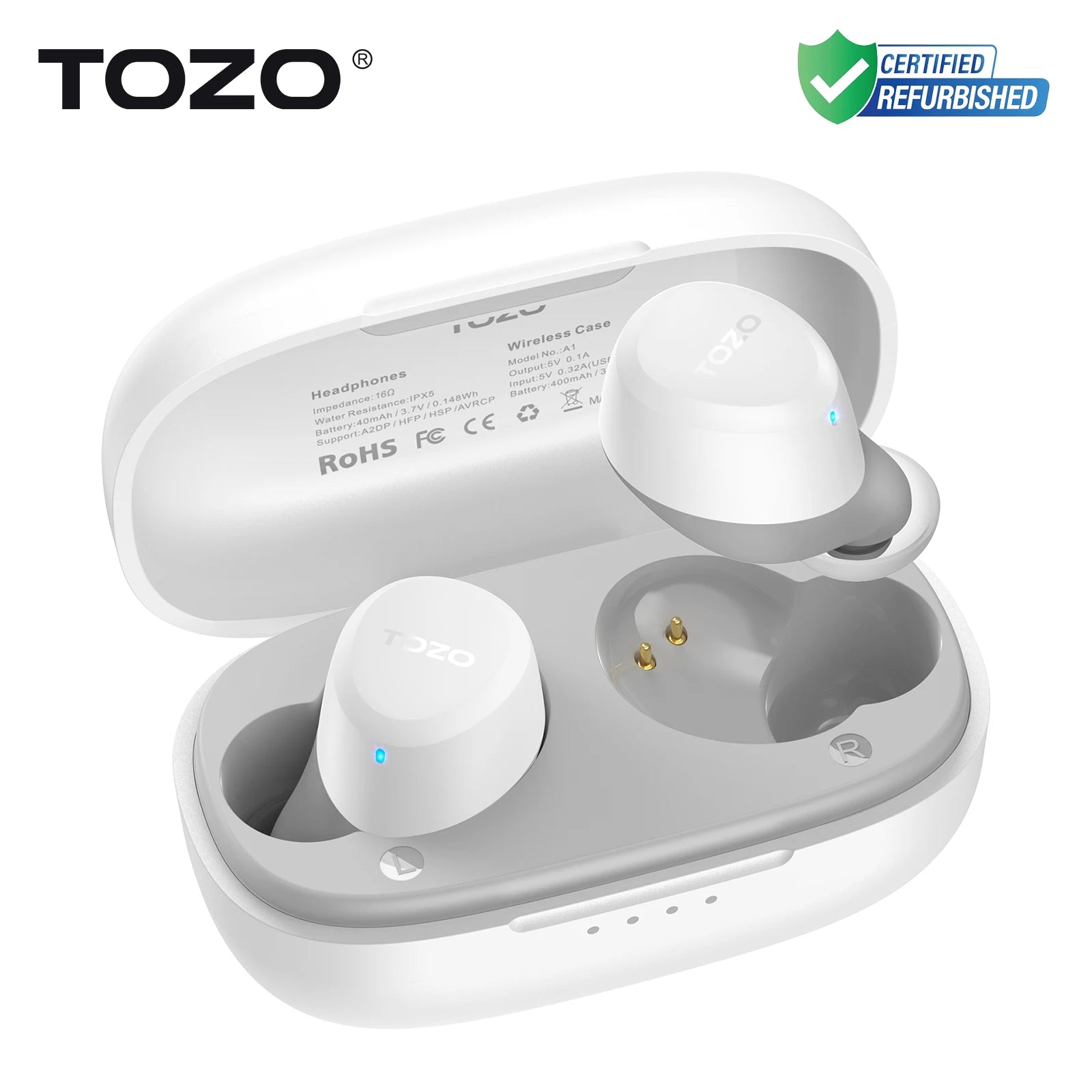 Refurbished TOZO TWS Earbuds in-Ear Wireless Bluetooth Headsets with With Mic Touch Control Sport Waterproof for Iphone Android WHITE United States Sfe5a01b05bc94d98a26167cd80e0061fi Amrit Store